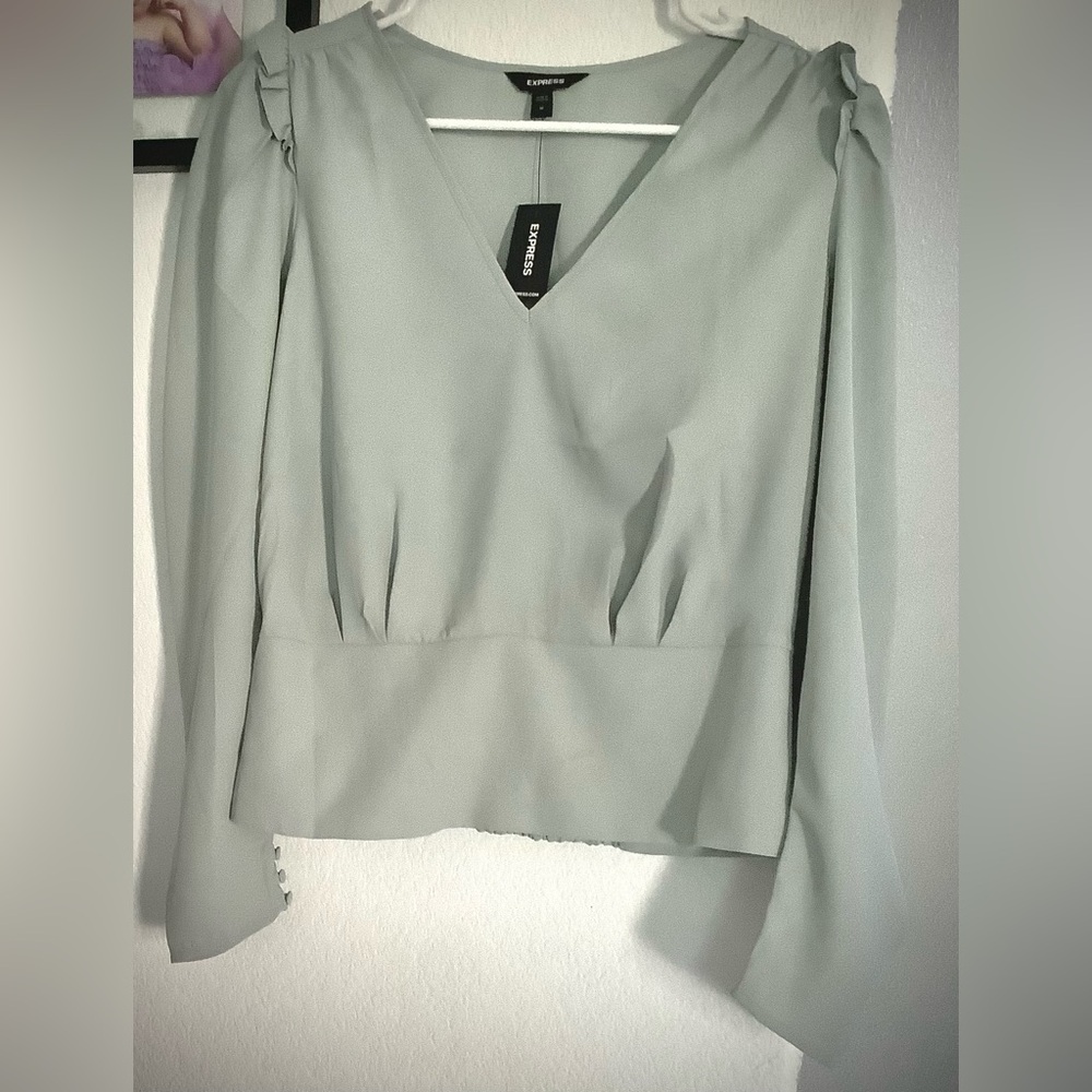 Express Mint Long Sleeve Blouse